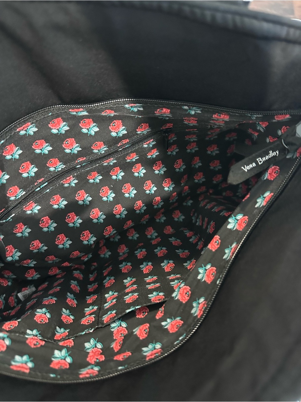 Vera Bradley Black Quilted Shoulder Tote - Picture 2 of 3